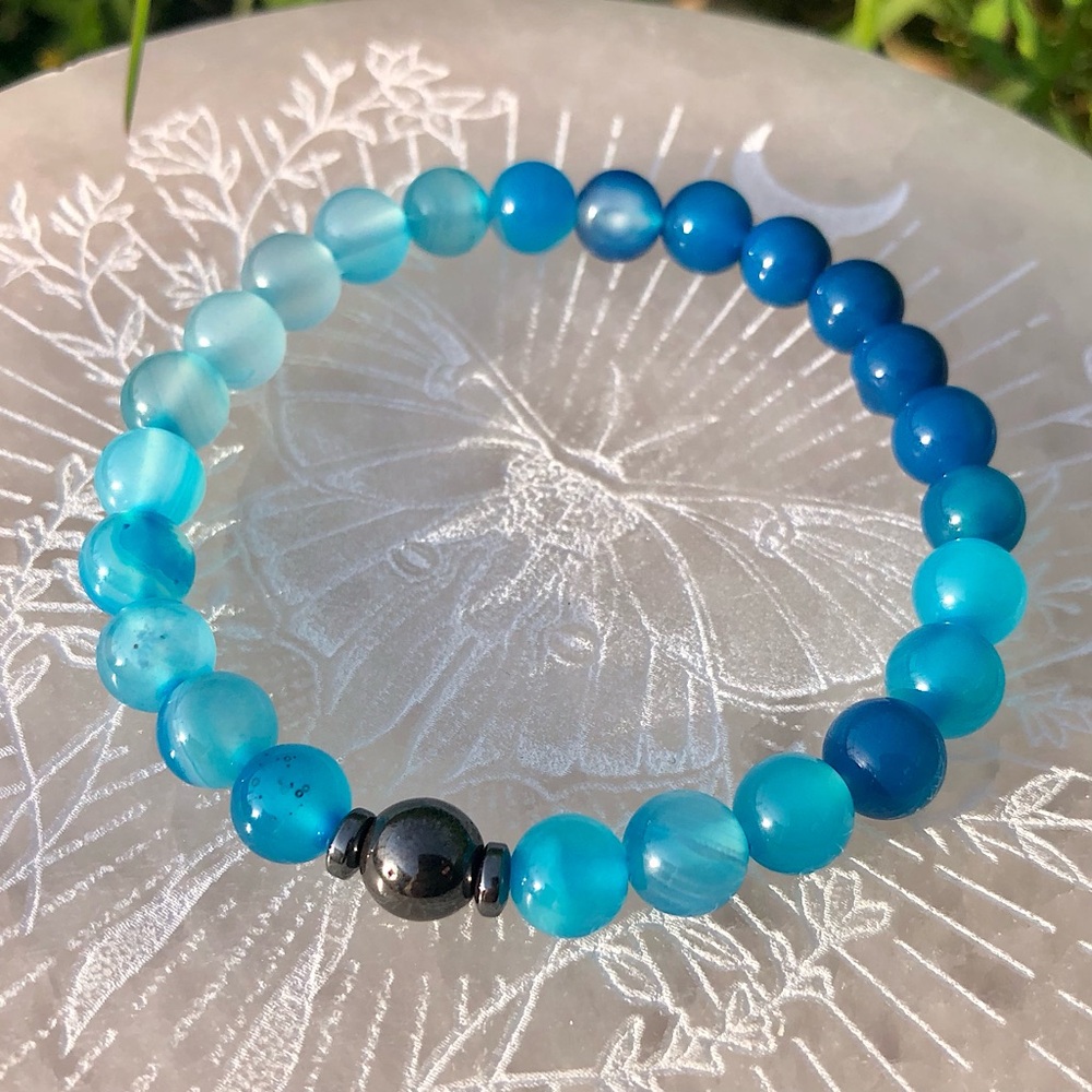 Blue Lace Agate Crystal Bracelet